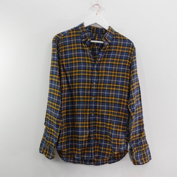 J Crew Shirt Men Size Small Blue Plaid Button Down Flannel Cotton Work Cabincore - Picture 1 of 8